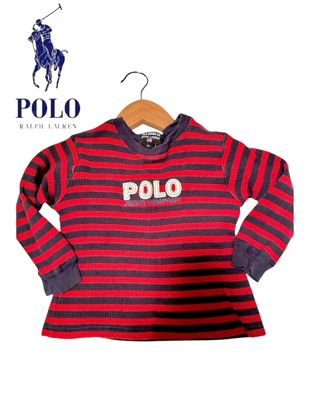 Polo by Ralph Lauren Kids Red & Navy Striped Long-Sleeve Thermal Top-Size 4T